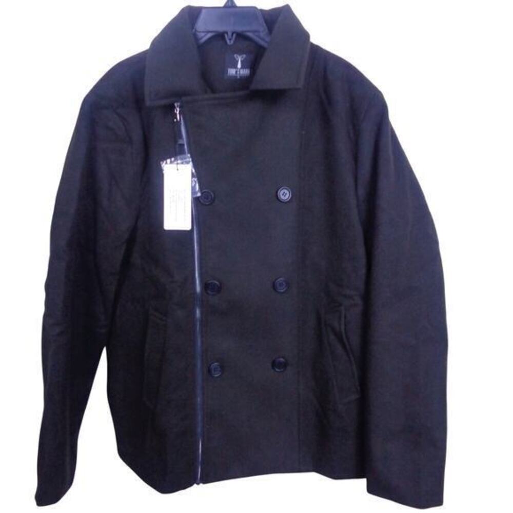 Tom's‎ Ware Fashion Single Breasted Zip Wool Blend Coat Dark Brown Size Large